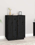 vidaXL Сайдборд черен 60x35x80 см бор масив
