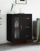 vidaXL Сайдборд черен 695x34x90 см инженерно дърво