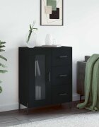 vidaXL Сайдборд черен 695x34x90 см инженерно дърво