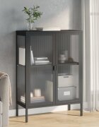 vidaXL Сайдборд черен 75x35x105 см стъкло и стомана