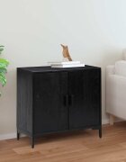 vidaXL Сайдборд черен 75x35x70 см борова дървесина масив