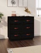 vidaXL Сайдборд черен 80x40x75 см бор масив