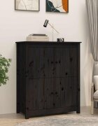 vidaXL Сайдборд черен 83x415x100 см бор масив