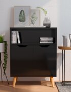 vidaXL Сайдборд черен гланц 60x30x72 см инженерно дърво