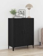 vidaXL Сайдборд черно и дъб 695x34x90 см инженерно дърво