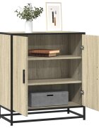 vidaXL Сайдборд дъб сонома 68x35x76 см инженерно дърво и метал