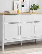 vidaXL Сайдборд FLORO бял 114x43x74 см борово дърво масив