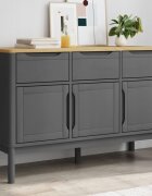 vidaXL Сайдборд FLORO сив 114x43x74 см борово дърво масив