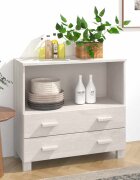 vidaXL Сайдборд HAMAR бял 85x35x80 см борово дърво масив