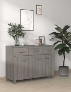 vidaXL Сайдборд HAMAR светлосив 113x40x80 см борово дърво масив