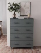 vidaXL Сайдборд HAMAR тъмносив 79x40x1035 см борово дърво масив