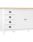 vidaXL Сайдборд Hill бял 130x40x80 см борово дърво масив