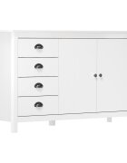 vidaXL Сайдборд Hill бял 130x40x80 см борово дърво масив