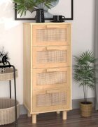 vidaXL Сайдборд кафяв 40x30x90 см бор масив и естествен ратан