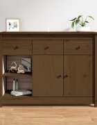 vidaXL Сайдборд меденокафяв 100x35x74 см бор масив