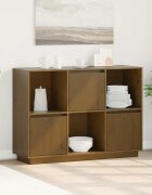 vidaXL Сайдборд меденокафяв 1105x35x80 см бор масив