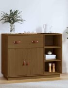 vidaXL Сайдборд меденокафяв 985x40x75 см бор масив