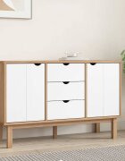 vidaXL Сайдборд OTTA кафяво и бяло 1135x43x73 см бор масив