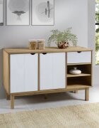 vidaXL Сайдборд OTTA кафяво и бяло 114x43x735 см бор масив