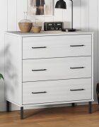 vidaXL Сайдборд с 3 чекмеджета бял 77x40x795 см масивно дърво OSLO