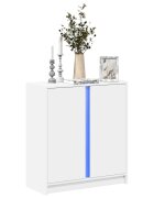 vidaXL Сайдборд с LED бял 77x34x85 см инженерно дърво