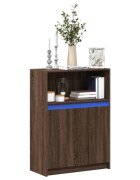 vidaXL Сайдборд с LED кафяв дъб 72x34x100 см инженерно дърво