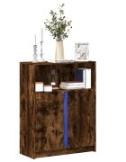vidaXL Сайдборд с LED опушен дъб 77x34x100 см инженерно дърво