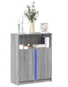 vidaXL Сайдборд с LED сив сонома 77x34x100 см инженерно дърво