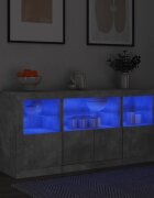 vidaXL Сайдборд с LED светлини бетонно сив 1425x37x67 см