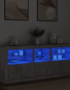 vidaXL Сайдборд с LED светлини бетонно сив 162x37x67 см