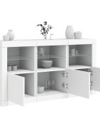 vidaXL Сайдборд с LED светлини бял 123x37x67 см
