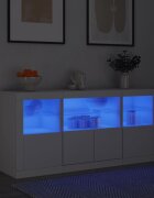 vidaXL Сайдборд с LED светлини бял 1425x37x67 см