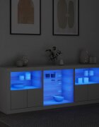 vidaXL Сайдборд с LED светлини бял 1815x37x67 см