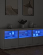 vidaXL Сайдборд с LED светлини бял 1815x37x67 см