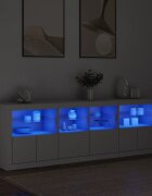 vidaXL Сайдборд с LED светлини бял 202x37x67 см