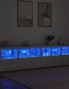 vidaXL Сайдборд с LED светлини бял 283x37x67 см