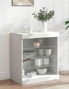 vidaXL Сайдборд с LED светлини бял 605x37x67 см
