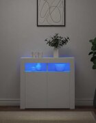 vidaXL Сайдборд с LED светлини бял 80x35x75 см
