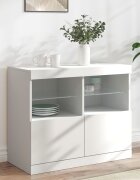 vidaXL Сайдборд с LED светлини бял 81x37x67 см