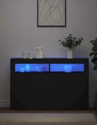 vidaXL Сайдборд с LED светлини черен 1155x30x75 см