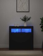 vidaXL Сайдборд с LED светлини черен 80x35x75 см