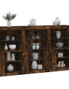 vidaXL Сайдборд с LED светлини oпушен дъб 1815x37x100 см
