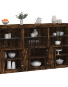 vidaXL Сайдборд с LED светлини oпушен дъб 1815x37x100 см