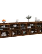 vidaXL Сайдборд с LED светлини oпушен дъб 283x37x67 см