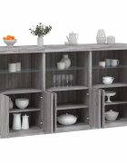 vidaXL Сайдборд с LED светлини сив сонома 1815x37x100 см