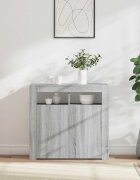 vidaXL Сайдборд с LED светлини сив сонома 80x35x75 см