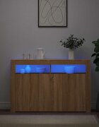 vidaXL Сайдборд с LED светлини сонома дъб 1155x30x75 см
