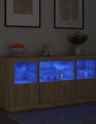 vidaXL Сайдборд с LED светлини сонома дъб 1425x37x67 см