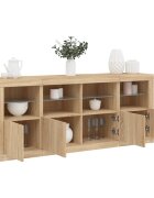 vidaXL Сайдборд с LED светлини сонома дъб 163x37x67 см
