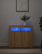 vidaXL Сайдборд с LED светлини сонома дъб 80x35x75 см